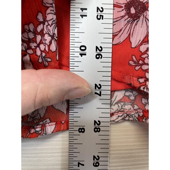Vince Camuto Blouse Womens 1X Red Floral Wrap Tie Waist Sleeveless Top - Picture 5 of 9